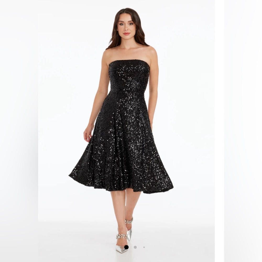 New! Dress the Population Ruby Sequin Strapless Cocktail Dress Sz Small $298